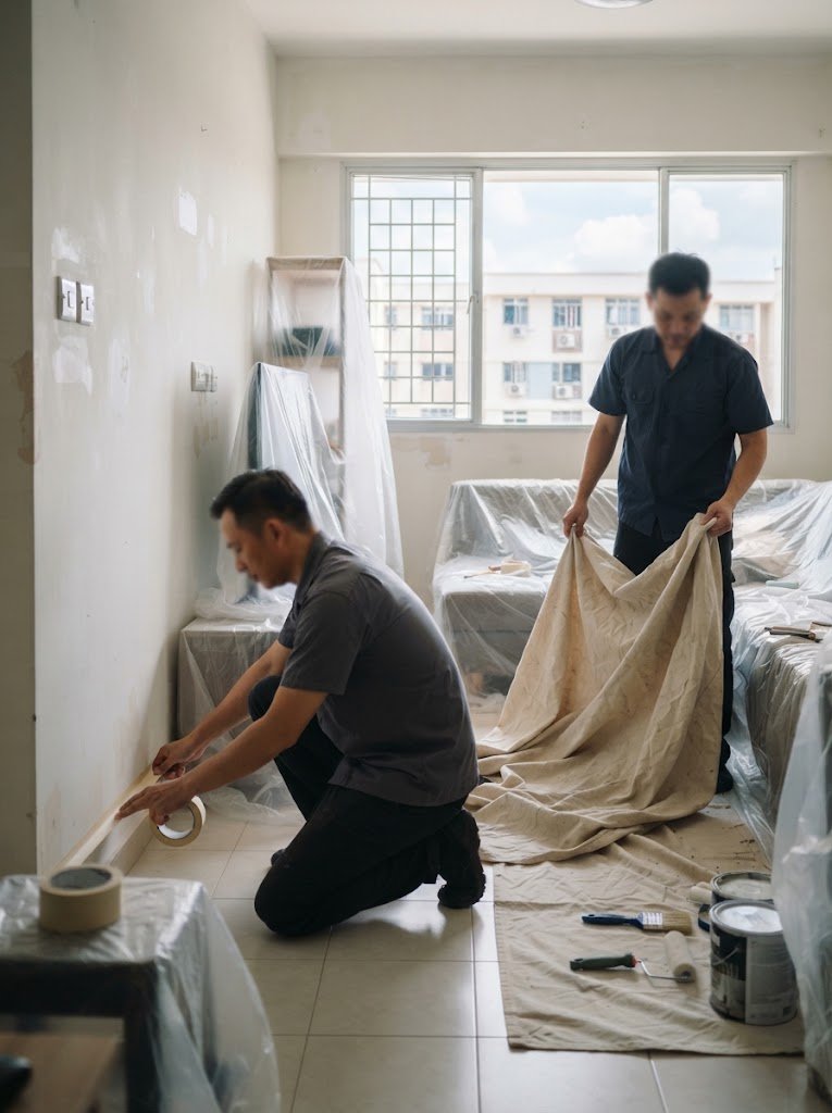 IHSA painters preparing a room